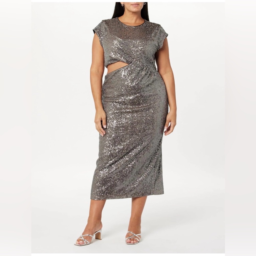 The Drop Womens Padma Cutout Sequin Midi Dress